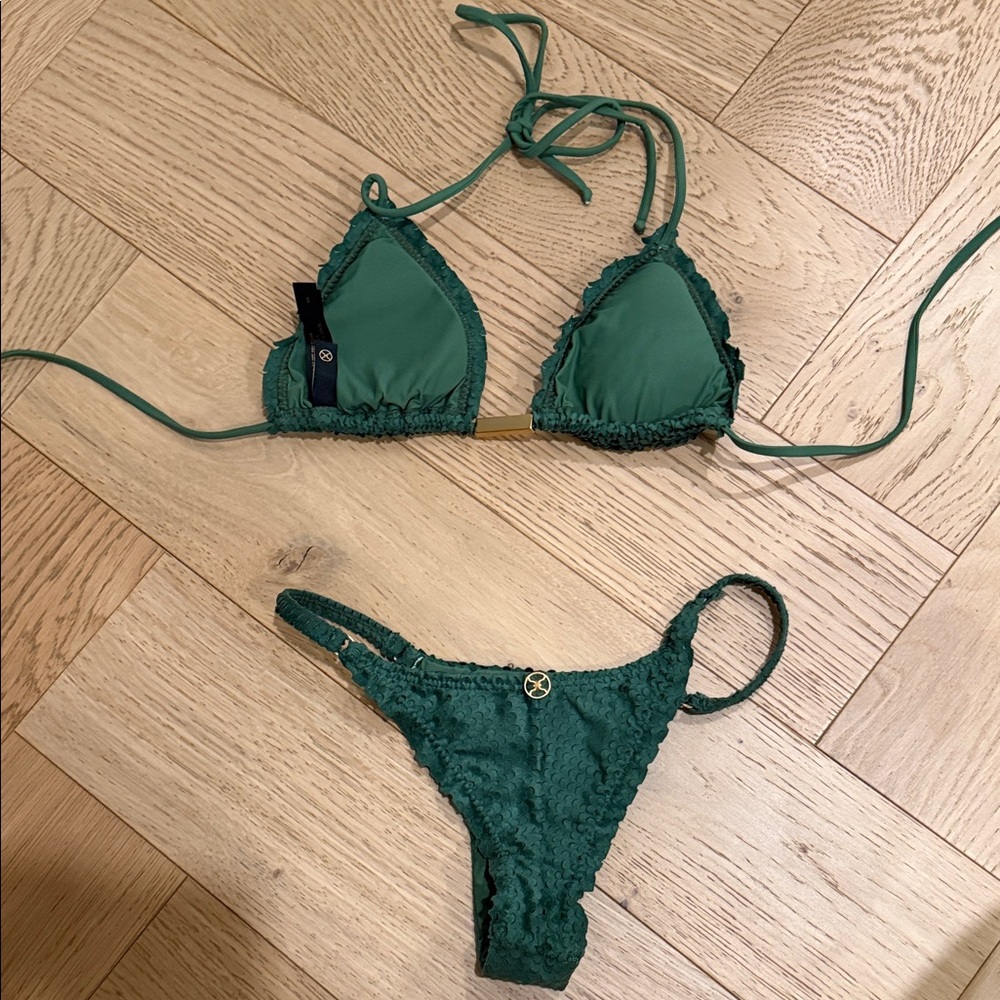 Forest Green Textured Bikini Set - Picture 7 of 7